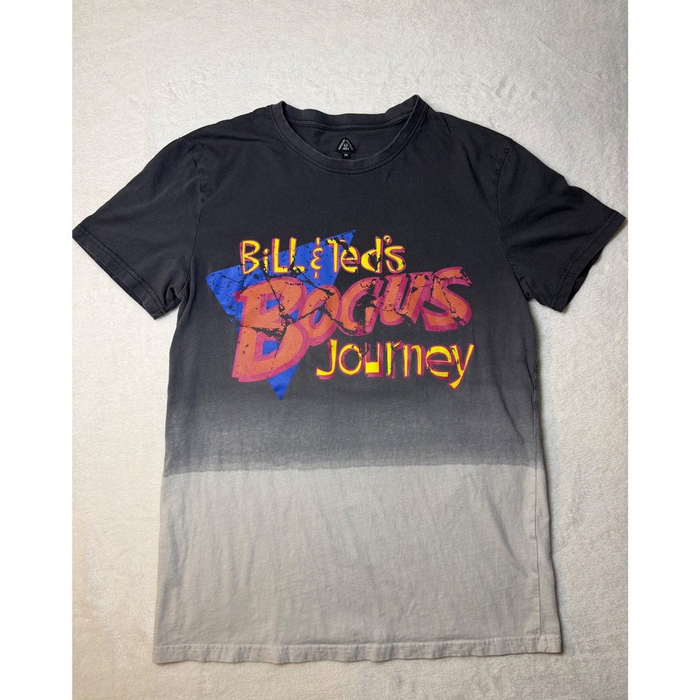 American Stitch Bill & Ted's Bogus Journey Dip Dye Graphic T-Shirt Mens M Grey